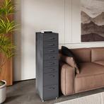 [en.casa] Kantoorkast Kökar op wielen 109x28x41 cm donkergri, Verzenden, Nieuw in verpakking
