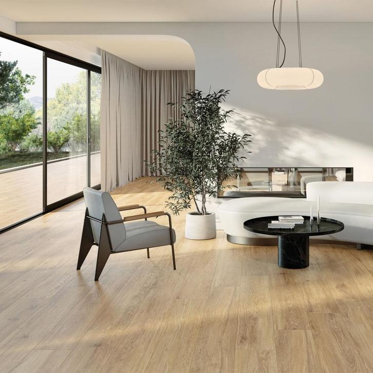 Keramisch parket tegel 19,5x121 bruin houtlook laminaat, Doe-het-zelf en Verbouw, Tegels, Nieuw, 10 m² of meer, Keramiek, Ophalen