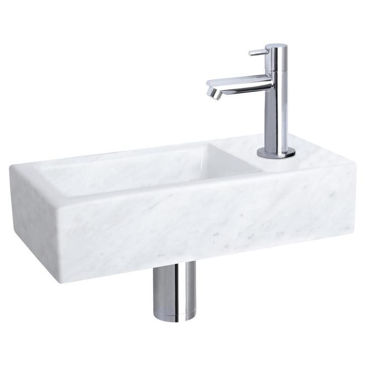 Fonteinset Differnz Helios 37.5x18.5x9.5 cm Marmer Wit Met, Huis en Inrichting, Badkamer | Badkamermeubels, Overige typen, Nieuw
