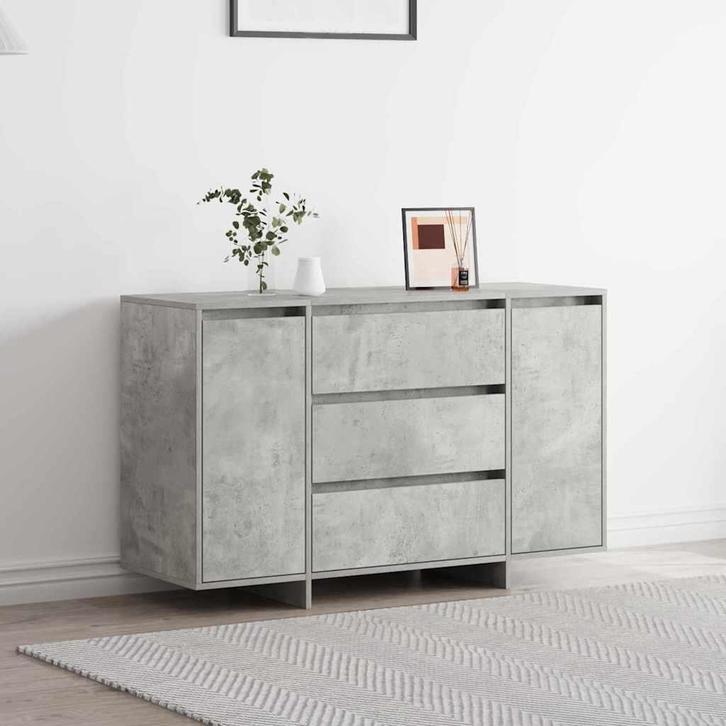 vidaXL Dressoir met lade Betongrijs 120 x 41 x 75 cm Bewerkt, Huis en Inrichting, Kasten | Dressoirs, Nieuw, Minder dan 50 cm