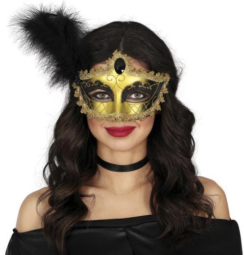 Venetiaans Oogmasker Goud Zwart, Hobby en Vrije tijd, Feestartikelen, Nieuw, Verzenden