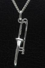 Zilveren Schuiftrompet klein ketting hanger, Verzenden, Nieuw