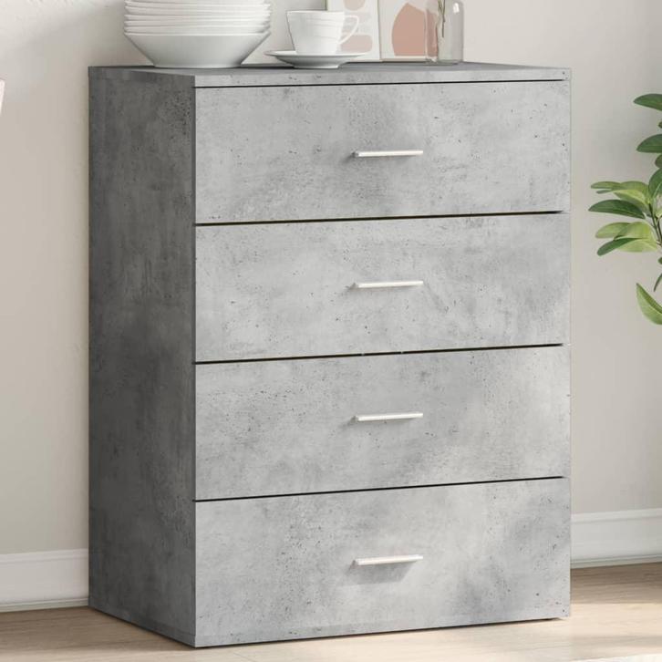 vidaXL Dressoir 60x39x80 cm bewerkt hout betongrijs, Huis en Inrichting, Kasten | Dressoirs, 25 tot 50 cm, Nieuw, 50 tot 100 cm