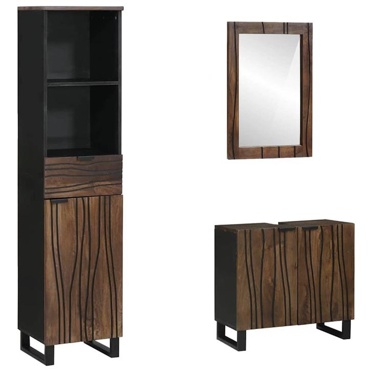 vidaXL Badkamermeubelset met lade 3 pcs Walnoot bruin 38 x, Huis en Inrichting, Badkamer | Badkamermeubels, Nieuw, Verzenden