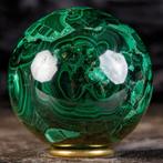 Bolvormig snijwerk, sfera intagliata - 83 mm - Malachietbol, Verzamelen, Mineralen en Fossielen
