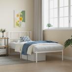 vidaXL Bedframe met hoofdbord metaal wit 90x200 cm, Huis en Inrichting, 90 cm, Eenpersoons, Verzenden, Wit