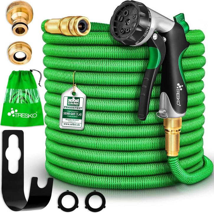 Flexibele Tuinslang - Inc. sproeikop - 30 meter - Groen, Doe-het-zelf en Verbouw, Gereedschap | Handgereedschap, Nieuw, Verzenden