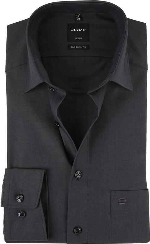 OLYMP Overhemd Luxor Modern-Fit Antraciet maat 47 Heren, Kleding | Heren, Overhemden, Grijs, Nieuw, Verzenden