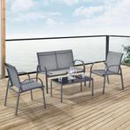 Tuinset 4-delig Gagra loungeset lichtgrijs en zwart, Tuin en Terras, Verzenden, Nieuw