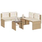 vidaXL 4-delige Loungeset met kussens poly rattan beige, Tuin en Terras, Tuinsets en Loungesets, Verzenden, Nieuw, Rotan, Loungeset