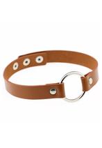 Choker Bruin Ring Pu Leer Collar Ketting Halsband Sexy Gag, Sieraden, Tassen en Uiterlijk, Kettingen, Kunststof, Verstelbaar, Bruin