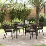 vidaXL 5-delige Eettafelset voor Buiten - Bruin Poly Rattan, Tuin en Terras, Tuinsets en Loungesets, Verzenden, Nieuw, Rotan