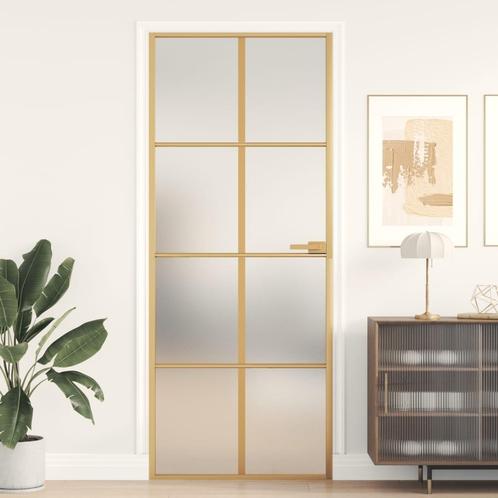 vidaXL Binnendeur smal 83x201,5 cm gehard glas en aluminium, Doe-het-zelf en Verbouw, Deuren en Horren, Nieuw, Verzenden