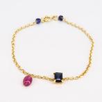 Armband - 18 karaat Geel goud Saffier - Robijn, Nieuw