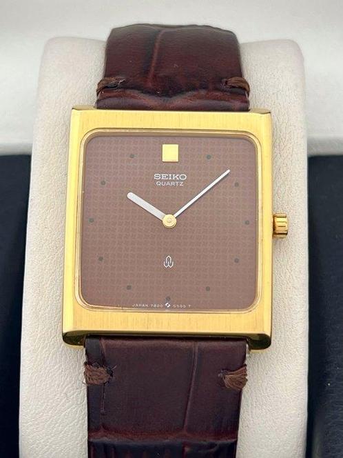 Seiko - Zonder Minimumprijs - 18K GP Oversize Brown Waffle, Sieraden, Tassen en Uiterlijk, Horloges | Antiek