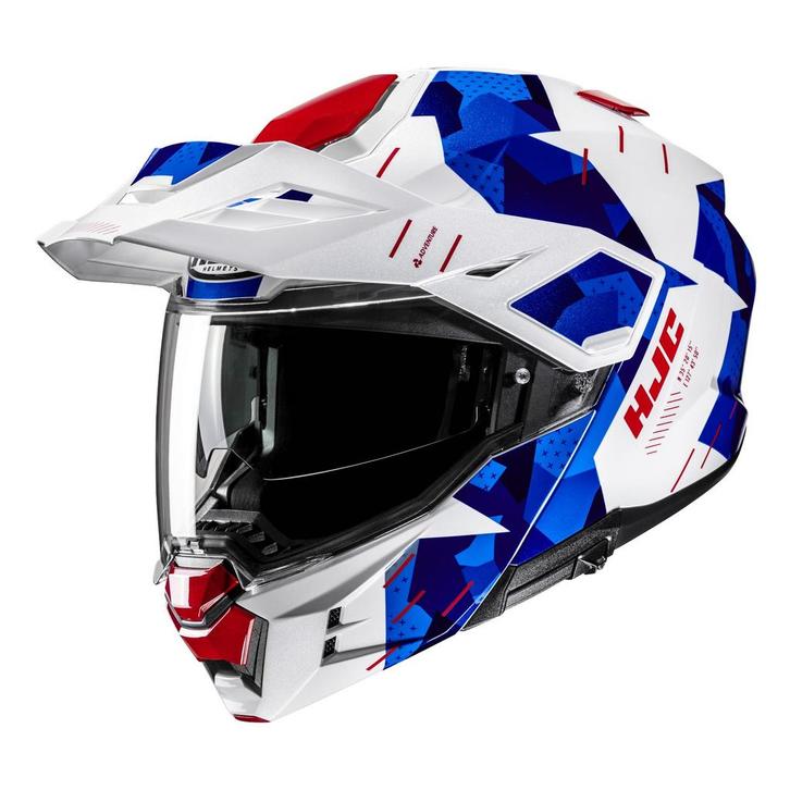 HJC i80 Roki Wit Rood Blauw Adventure Motorhelm, Motoren, Kleding | Motorhelmen, XXL, Nieuw met kaartje, HJC, Offroadhelm, Verzenden