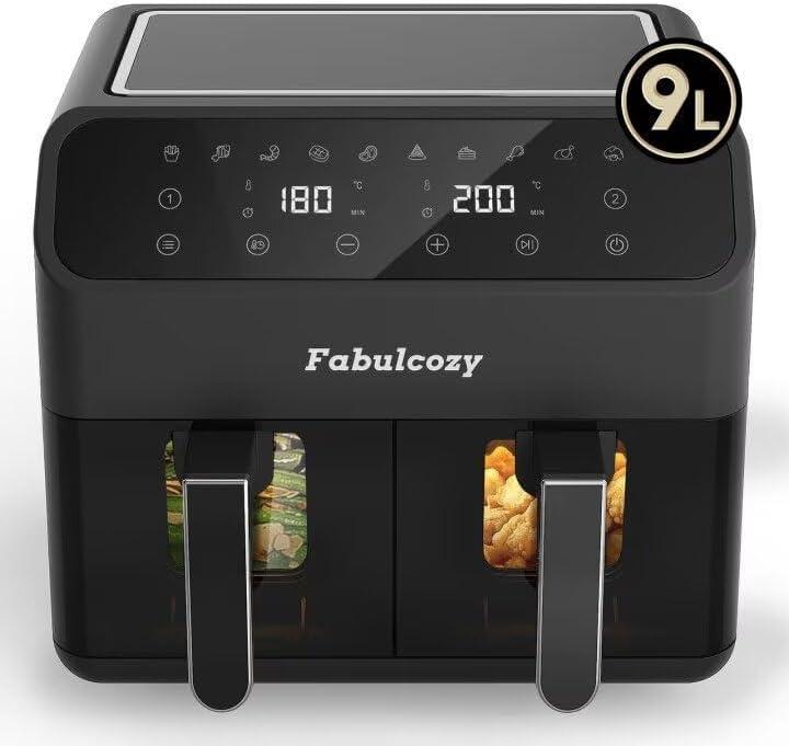 Dubbele Airfryer - XXL - Heteluchtfriteuse - 9L - 2000W - Fa, Witgoed en Apparatuur, Airfryers, Zo goed als nieuw, Verzenden