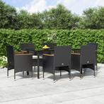 vidaXL 7-delige Tuinset met kussens zwart, Tuin en Terras, 6 zitplaatsen, Nieuw, Tuinset, Verzenden