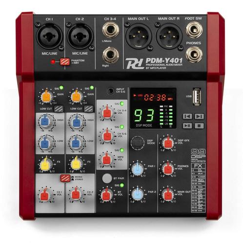 Power Dynamics PDM-Y401 mixer - 4 kanaals mengpaneel met Blu, Muziek en Instrumenten, Dj-sets en Draaitafels, Nieuw, Verzenden
