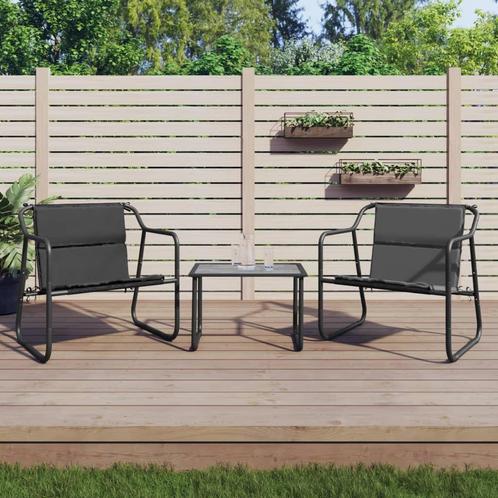 vidaXL 3-delige Loungeset met kussens staal antracietkleurig, Tuin en Terras, Tuinsets en Loungesets, Loungeset, Nieuw, Rvs, Verzenden