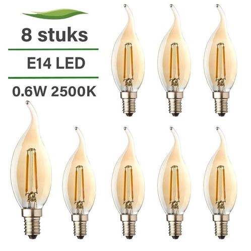 Set van 8 LED kaarslampen vlam E14 | 0.6 watt | 2500K warm w, Huis en Inrichting, Lampen | Losse lampen, Overige typen, Nieuw