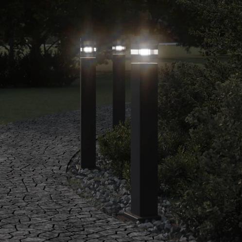 vidaXL Vloerlampen voor buiten 3 st 80 cm aluminium zwart, Tuin en Terras, Buitenverlichting, Nieuw, Verzenden