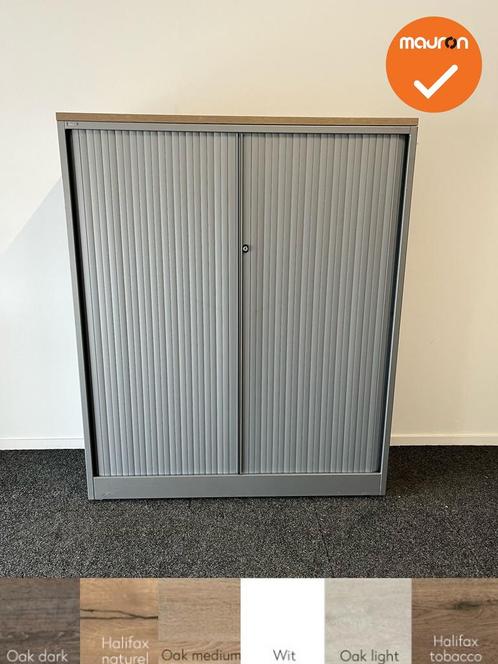 Roldeurkast - Ahrend - 144x120x45cm - Zilvergrijs met zilver, Zakelijke goederen, Kantoor en Winkelinrichting | Kantoormeubilair en Inrichting