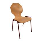 Houten Stapelstoel met Rood Frame – Gebruikt, Ophalen of Verzenden, Gebruikt, Overige typen