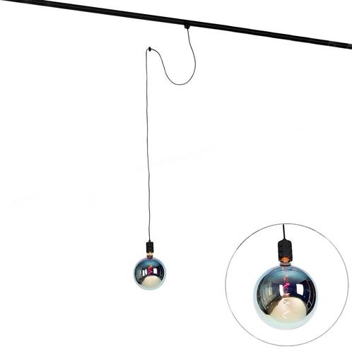 Hanglamp met rail ophanging zwart incl. LED G200 - Cavalux, Huis en Inrichting, Lampen | Spots, Nieuw, Glas