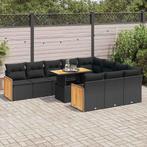 vidaXL 11-delige Loungeset met kussens poly rattan acacia, Tuin en Terras, Tuinsets en Loungesets, Verzenden, Nieuw, Rotan, Loungeset