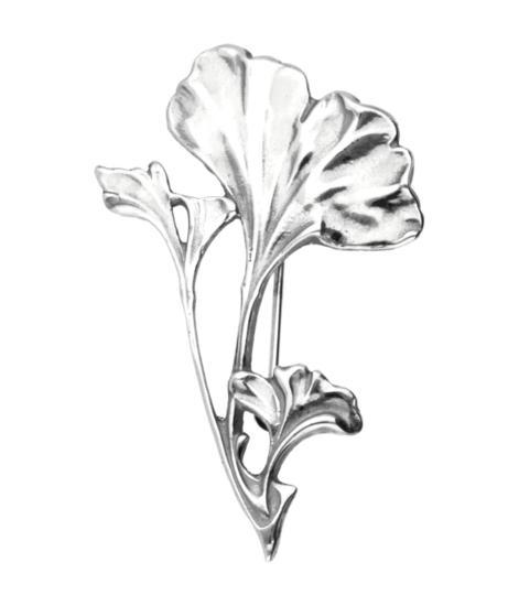 Zilveren Ginkgo blad aan tak Art Nouveau Jugendstil XL ha..., Sieraden, Tassen en Uiterlijk, Kettinghangers, Verzenden