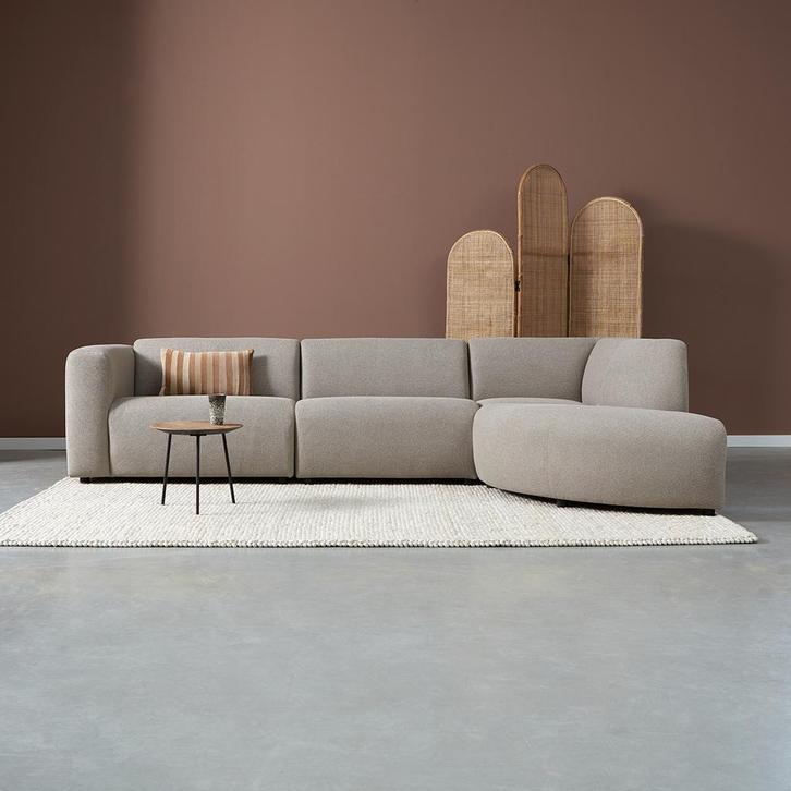 *WOONWINKEL* Hoekbank Met Rond Element Rechts Taupe, Huis en Inrichting, Banken | Bankstellen, Nieuw, Verzenden