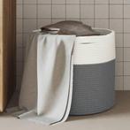 vidaXL Opbergmand Ø 40x35 cm katoen grijs en wit, Huis en Inrichting, Verzenden, Nieuw