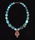 Goud verguld collier 24K en turquoise - Tibet - tweede helft