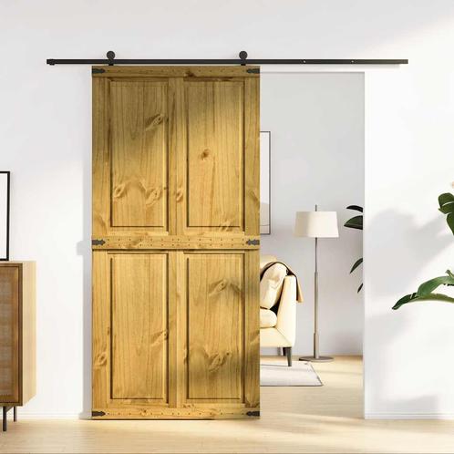 vidaXL Schuifdeur CORONA 100x210 cm massief grenenhout, Doe-het-zelf en Verbouw, Deuren en Horren, Nieuw, Verzenden