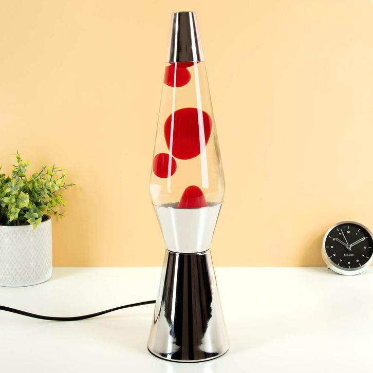 Bullet lavalamp zilver met rode lava, Huis en Inrichting, Lampen | Overige, Verzenden