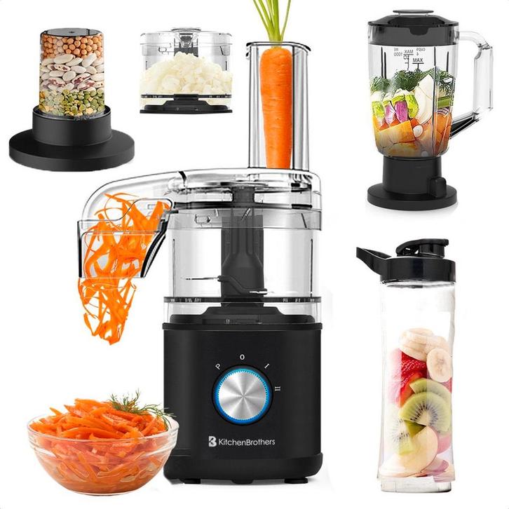 2dekans | KitchenBrothers Foodprocessor - 5-in-1 - Compacte, Witgoed en Apparatuur, Keukenmixers, Gebruikt, Ophalen of Verzenden