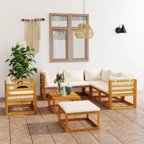 vidaXL 8-delige Loungeset met kussens massief acaciahout, Tuin en Terras, Tuinsets en Loungesets, Loungeset, Nieuw, Hardhout, Verzenden