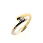 Bicolor gouden ring met diamant | 0,07 ct. (witgoud), Sieraden, Tassen en Uiterlijk, Ringen, Goud, Met edelsteen, Gebruikt, 17 tot 18