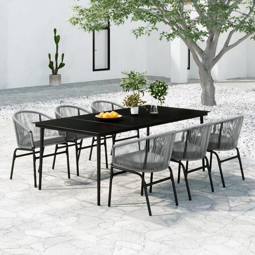 vidaXL 7-delige Tuinset grijs, Tuin en Terras, Tuinsets en Loungesets, Tuinset, Nieuw, 6 zitplaatsen, Kunststof, Verzenden