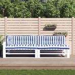 vidaXL Palletkussens 5 st gestreept stof  wit en blauw, Huis en Inrichting, Woonaccessoires | Kussens, Verzenden, Nieuw
