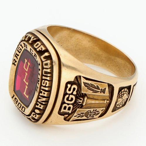 Statement ring - 10 kt. Geel goud - University of Louisiana, Sieraden, Tassen en Uiterlijk, Antieke sieraden