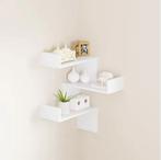 Witte Hoekplank met 3 Niveaus – Zwevend Wandrek 73 cm, Verzenden, Nieuw