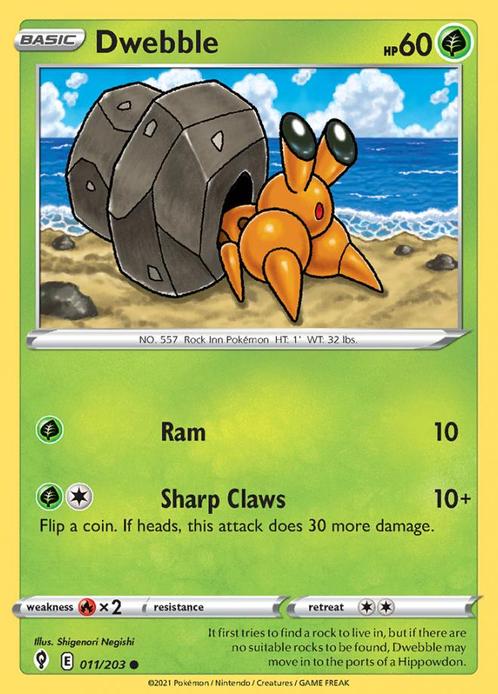 Dwebble 011/203 (Evolving Skies), Hobby en Vrije tijd, Verzamelkaartspellen | Pokémon, Losse kaart, Nieuw, Foil, Ophalen of Verzenden