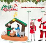 COSTWAY 180 cm opblaasbare kerststal, kerstdecoratie met led, Verzenden, Zo goed als nieuw