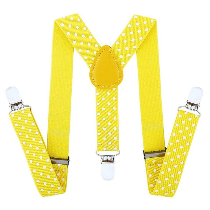 Fako Fashion - Kinder Bretels - Stippen - 65cm - Geel, Kinderen en Baby's, Kinderkleding | Overige, Verzenden