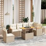 vidaXL 7-delige Loungeset met kussens poly rattan beige, Tuin en Terras, Tuinsets en Loungesets, Verzenden, Nieuw, Rotan, Loungeset