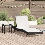 vidaXL Zonligstoel met Tafel 2 pcs Zwart 40 x 40 x 40.5 cm, Tuin en Terras, Verzenden, Nieuw