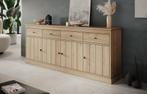 Meubella Dressoir eiken 225cm 4 lades 4 deuren Kast, Verzenden, Nieuw, 200 cm of meer, Modern