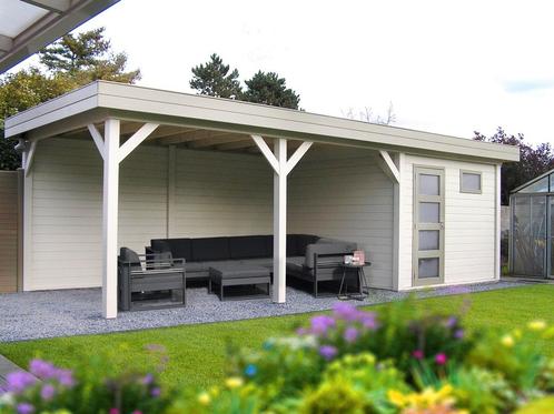 Tuinhuis 250x250cm met luifel vuren, Tuin en Terras, Overige Tuin en Terras, Nieuw, Verzenden